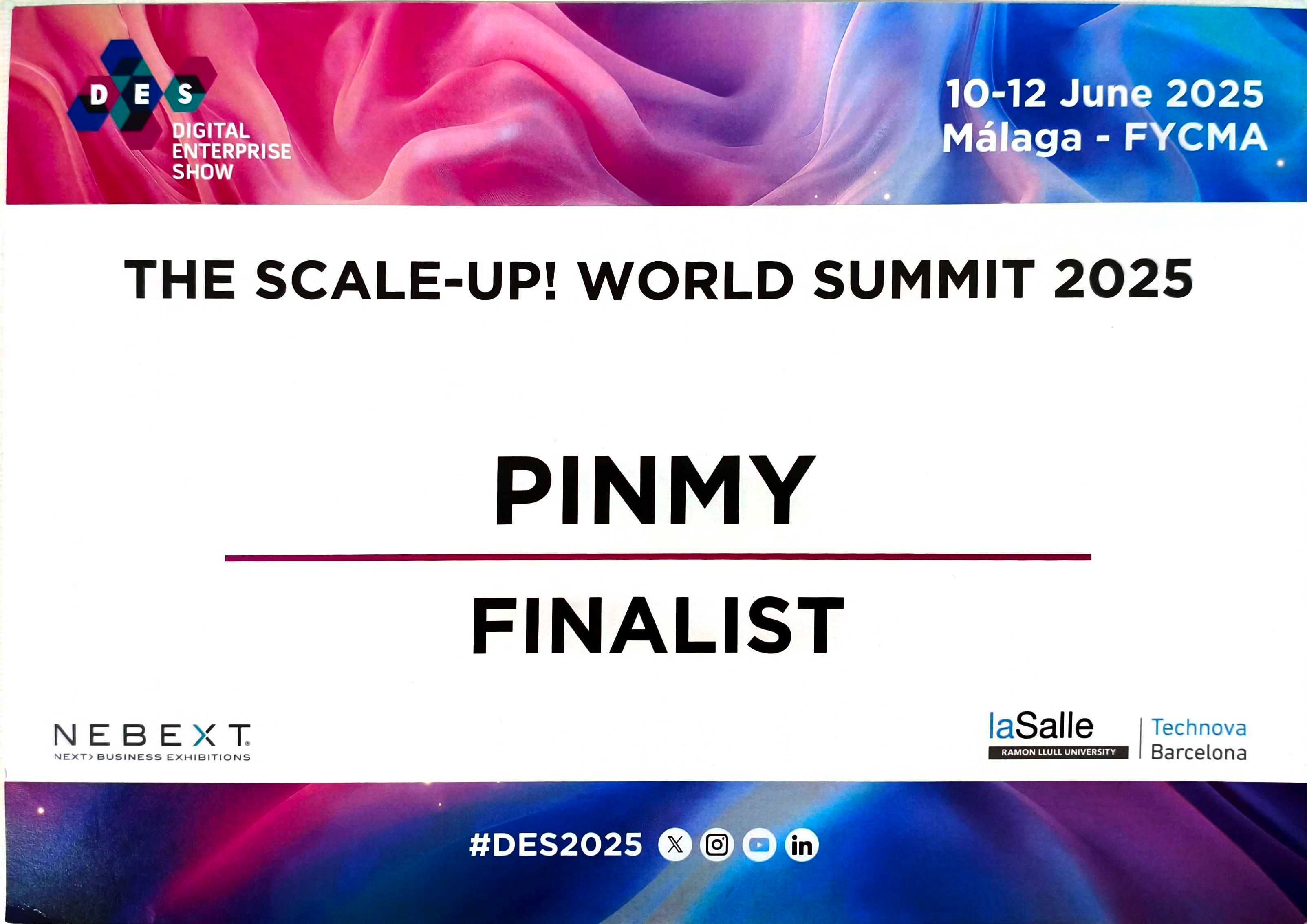 PinMy — Finalista en DES Scale-up World Summit 2025, Málaga