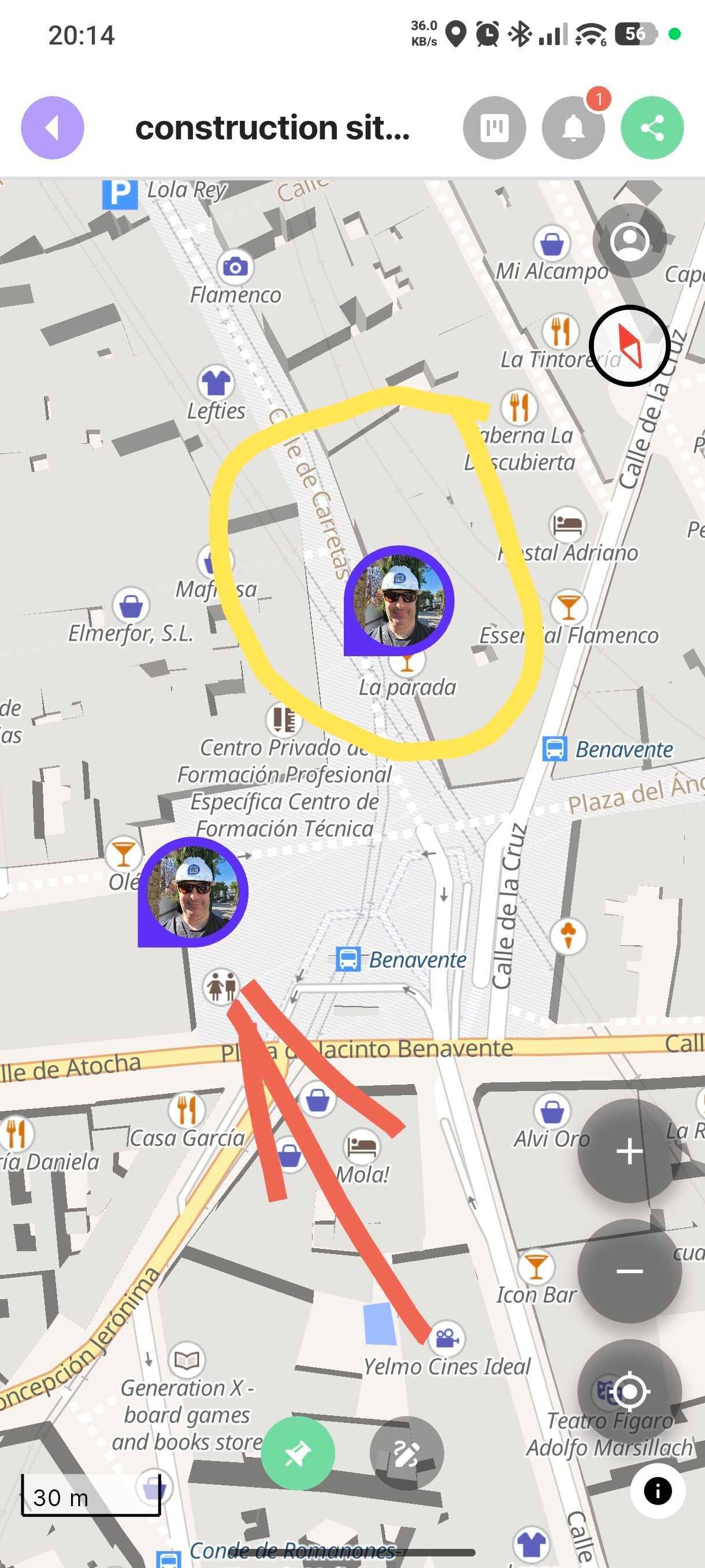 Geolocated pins on an interactive city map in PinMy