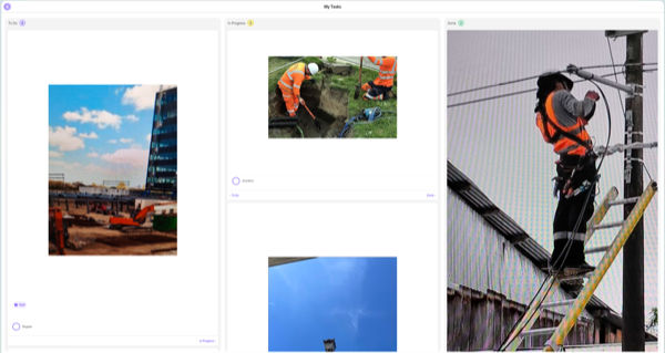 Screenshot of the PinMy Kanban board tracking defects across To Do, In Progress, and Done