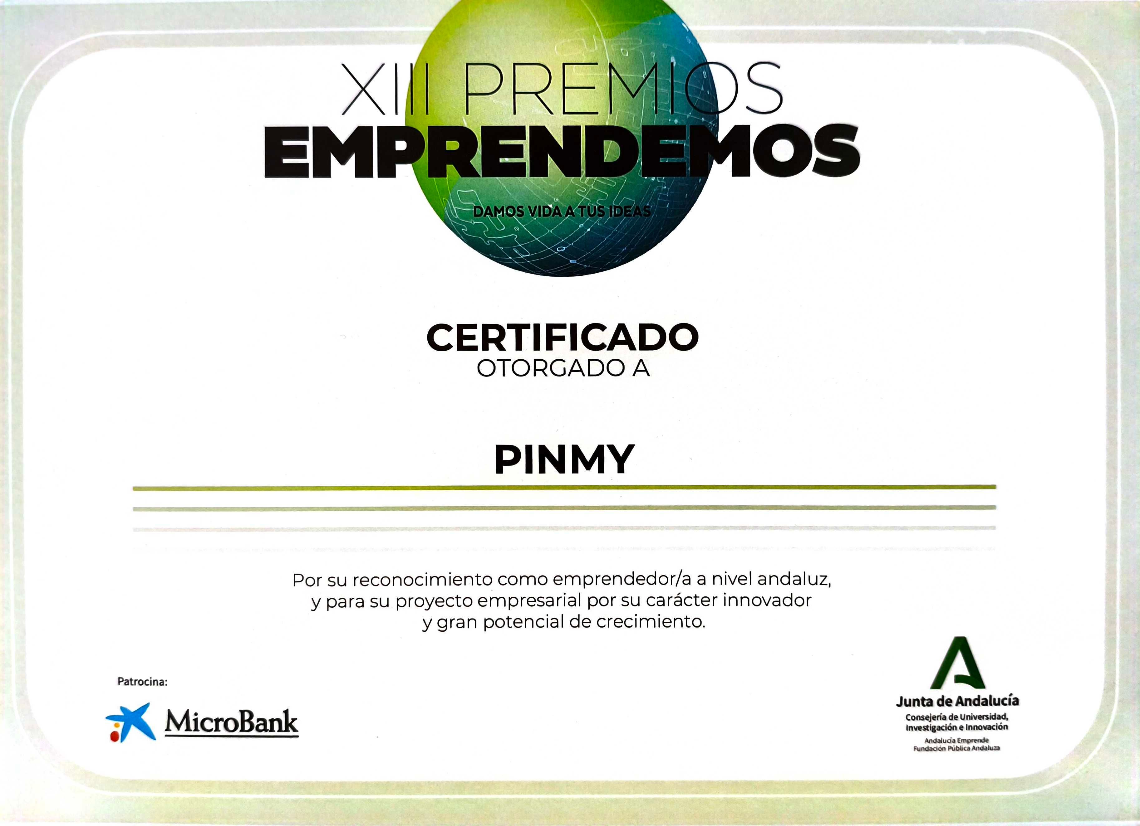 PinMy — Reconocido en los XIII Premios Emprendemos de la Junta de Andalucía