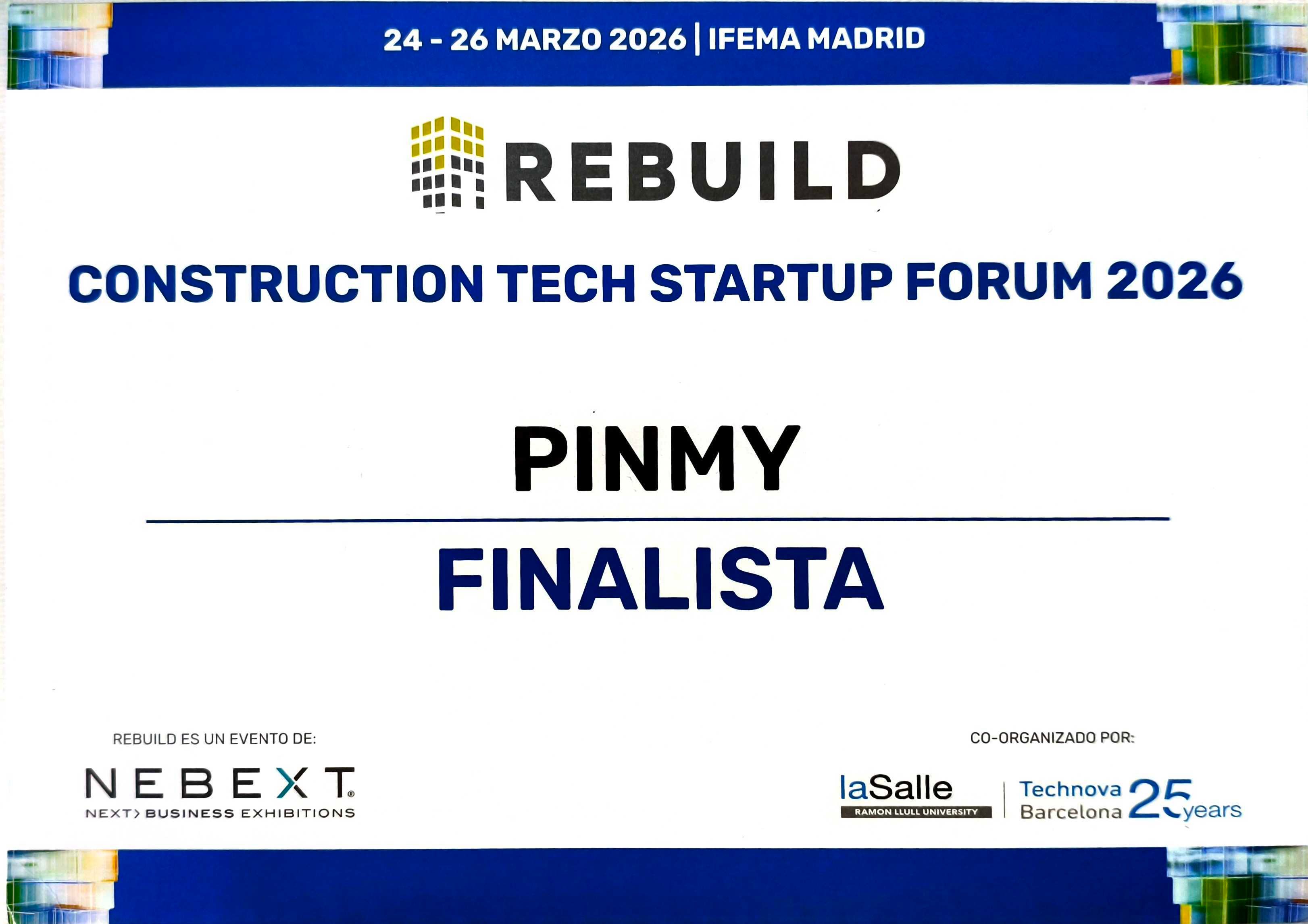 PinMy — Finalista en REBUILD Construction Tech Startup Forum 2026, IFEMA Madrid